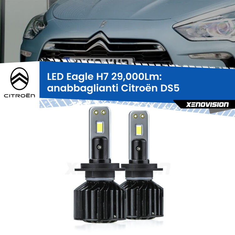 0 Anabbaglianti LED H7 29,000Lm per Citroën DS5 2011 - 2015 <strong>Kit anabbaglianti LED specifico per Citroën DS5</strong> 2011 - 2015. Lampade <strong>H7</strong> Canbus da 29.000Lumen di luminosità modello Eagle Xenovision.