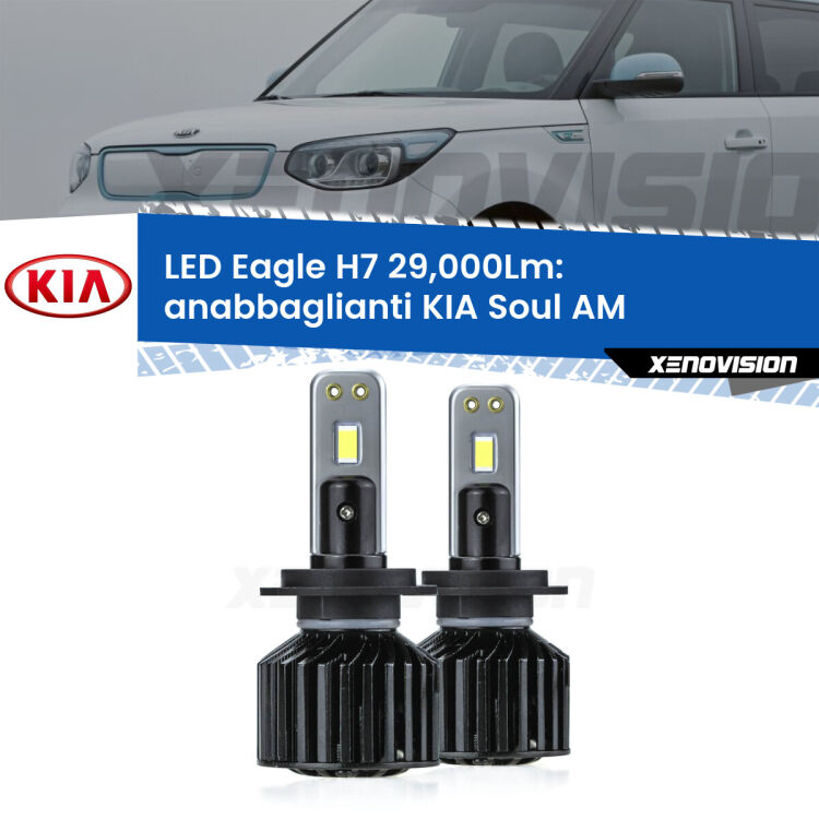 <strong>Kit anabbaglianti LED specifico per KIA Soul</strong> AM 2012 - 2014. Lampade <strong>H7</strong> Canbus da 29.000Lumen di luminosità modello Eagle Xenovision.