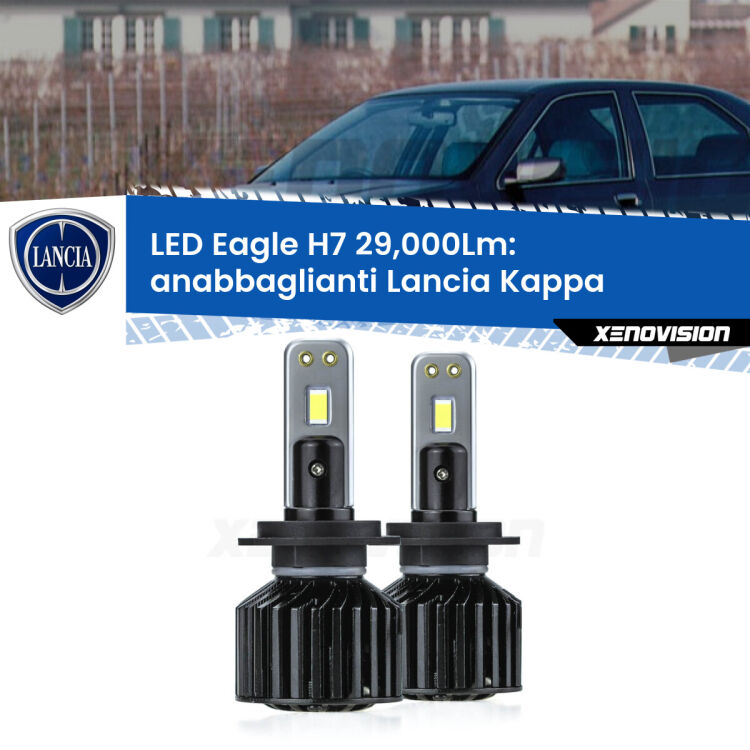 <strong>Kit anabbaglianti LED specifico per Lancia Kappa</strong>  1994 - 2001. Lampade <strong>H7</strong> Canbus da 29.000Lumen di luminosità modello Eagle Xenovision.