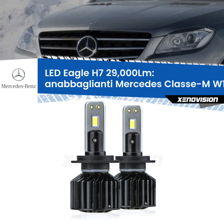 <strong>Kit anabbaglianti LED specifico per Mercedes Classe-M</strong> W166 2011 - 2015. Lampade <strong>H7</strong> Canbus da 29.000Lumen di luminosità modello Eagle Xenovision.