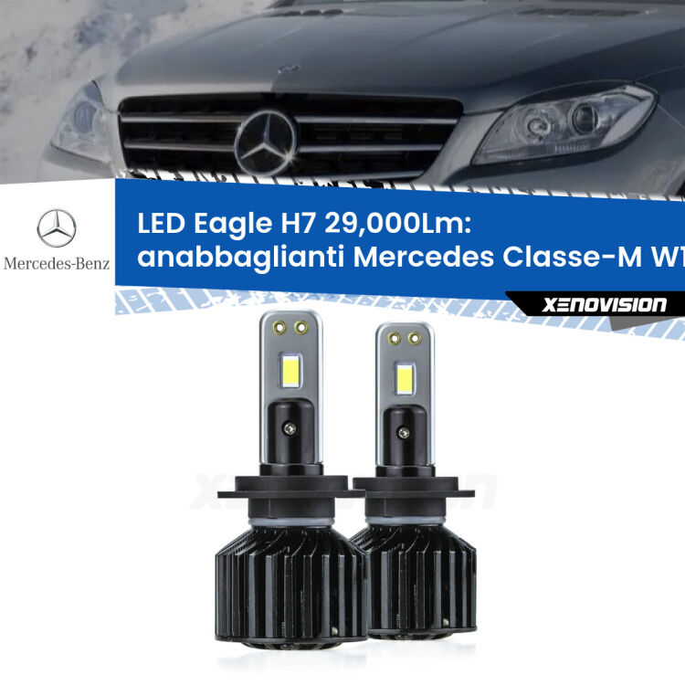 Anabbaglianti LED H7 29,000Lm per Mercedes Classe-M W166 2011 - 2015 <strong>Kit anabbaglianti LED specifico per Mercedes Classe-M</strong> W166 2011 - 2015. Lampade <strong>H7</strong> Canbus da 29.000Lumen di luminosità modello Eagle Xenovision.