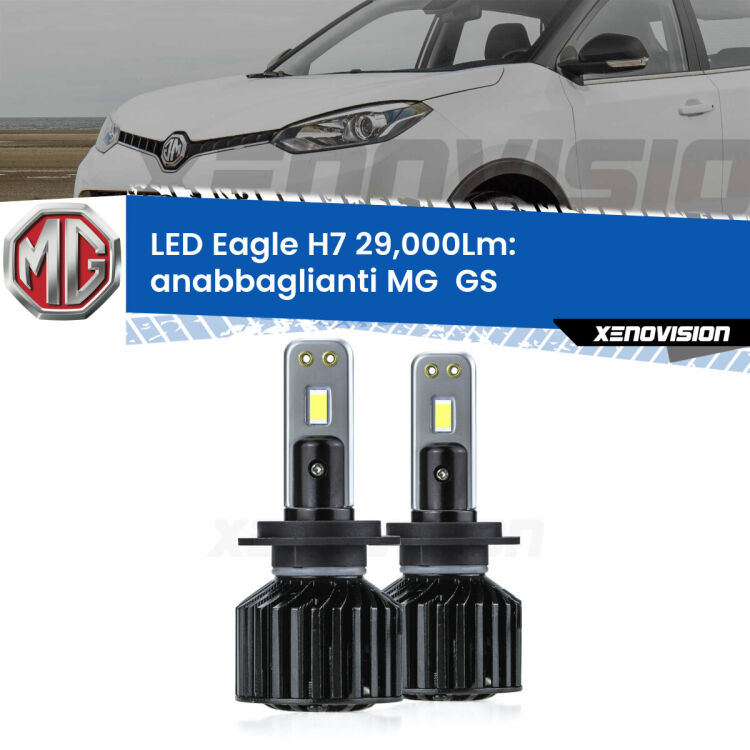 Anabbaglianti LED H7 29,000Lm per MG  GS  2016 - 2019 <strong>Kit anabbaglianti LED specifico per MG  GS</strong>  2016 - 2019. Lampade <strong>H7</strong> Canbus da 29.000Lumen di luminosità modello Eagle Xenovision.