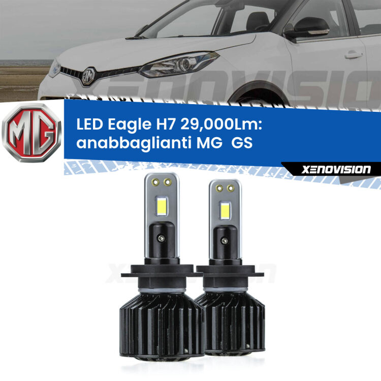 <strong>Kit anabbaglianti LED specifico per MG  GS</strong>  2016 - 2019. Lampade <strong>H7</strong> Canbus da 29.000Lumen di luminosità modello Eagle Xenovision.