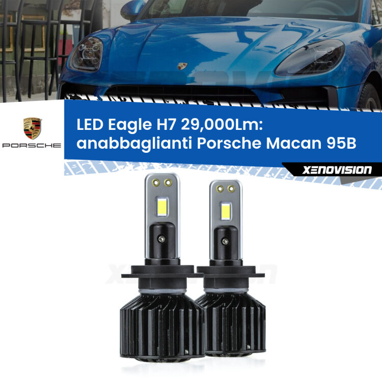 <strong>Kit anabbaglianti LED specifico per Porsche Macan</strong> 95B 2014 - 2018. Lampade <strong>H7</strong> Canbus da 29.000Lumen di luminosità modello Eagle Xenovision.