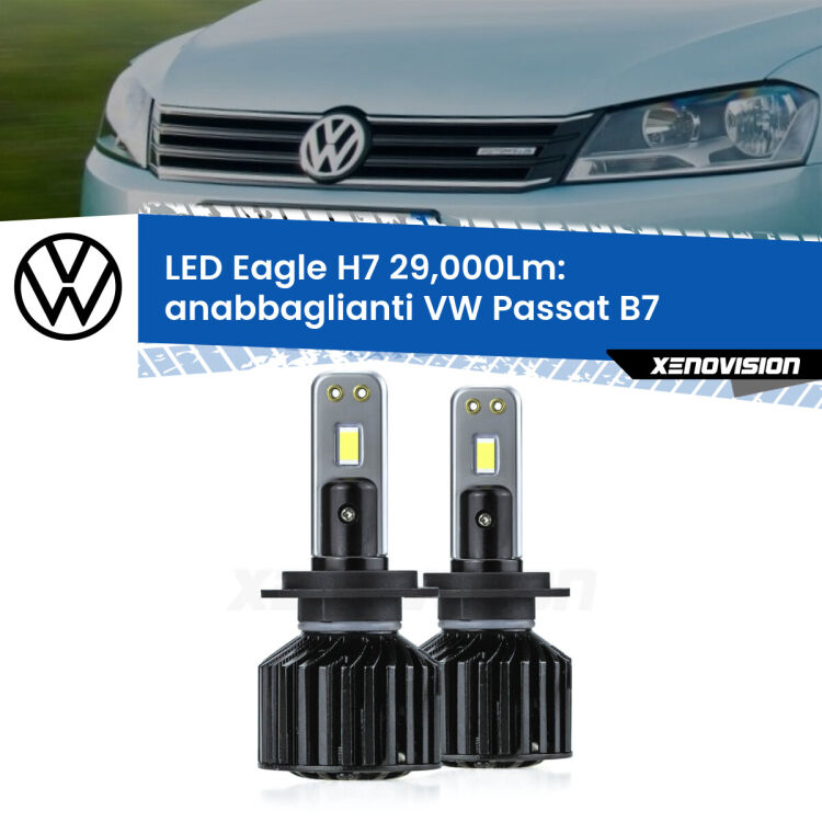 0 Anabbaglianti LED H7 29,000Lm per VW Passat B7 2010 - 2014 <strong>Kit anabbaglianti LED specifico per VW Passat</strong> B7 2010 - 2014. Lampade <strong>H7</strong> Canbus da 29.000Lumen di luminosità modello Eagle Xenovision.