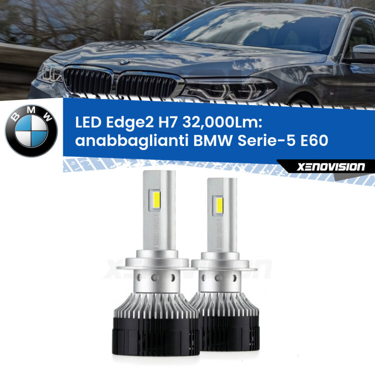 <p><strong>Kit anabbaglianti LED H7 per BMW Serie-5</strong> E60 2003 - 2010. </strong>Design unico a bandiera: potenza smisurata senza coni d'ombra. Super canbus. Qualità Massima.</p>