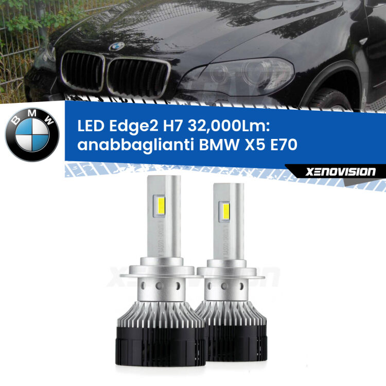 <p><strong>Kit anabbaglianti LED H7 per BMW X5</strong> E70 2006 - 2013. </strong>Design unico a bandiera: potenza smisurata senza coni d'ombra. Super canbus. Qualità Massima.</p>