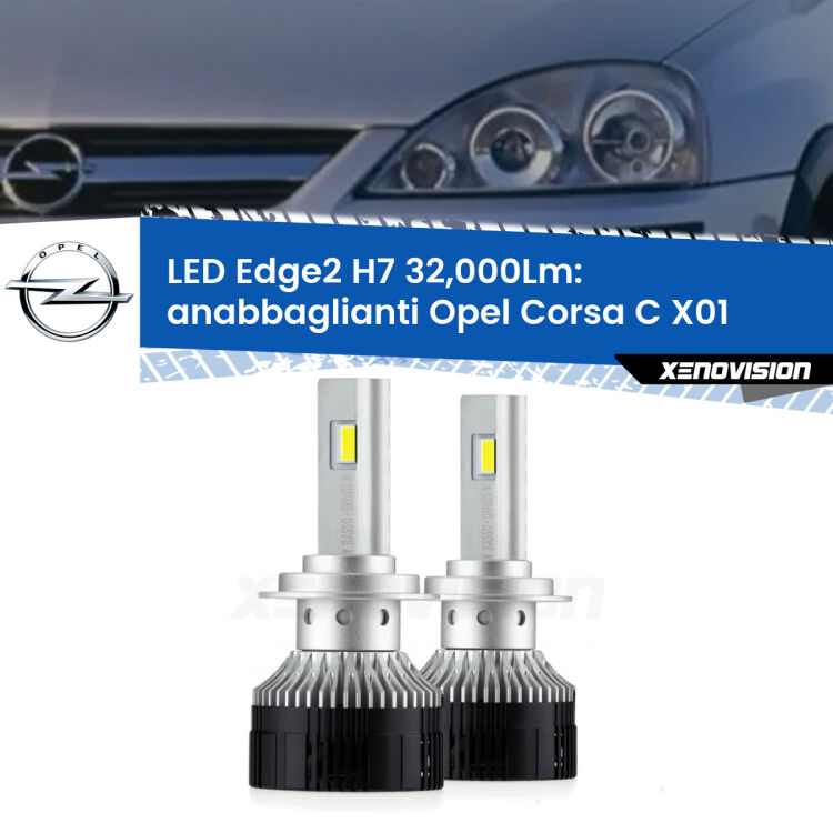 <p><strong>Kit anabbaglianti LED H7 per Opel Corsa C</strong> X01 lenticolare. </strong>Design unico a bandiera: potenza smisurata senza coni d'ombra. Super canbus. Qualità Massima.</p>