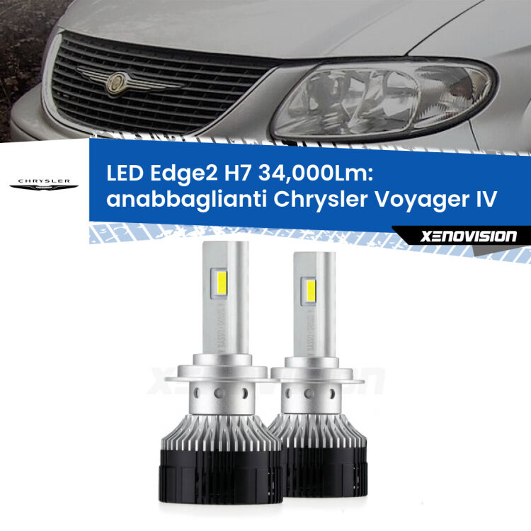 Anabbaglianti LED H7 34,000Lm per Chrysler Voyager IV 2000 - 2007 <strong>Kit anabbaglianti LED per Chrysler Voyager IV</strong> 2000 - 2007.</strong>.Coppia lampade <strong>H7</strong> modello Edge v3.0 di Xenovision.