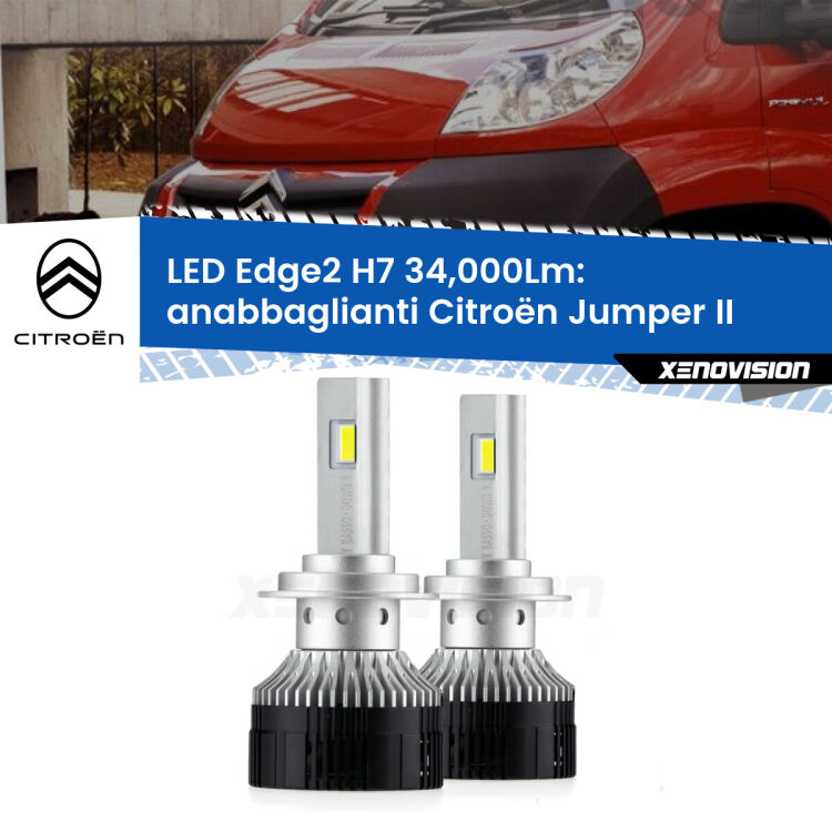 Anabbaglianti LED H7 34,000Lm per Citroën Jumper II 2002 in poi <strong>Kit anabbaglianti LED per Citroën Jumper</strong> II 2002 in poi.</strong>.Coppia lampade <strong>H7</strong> modello Edge v3.0 di Xenovision.