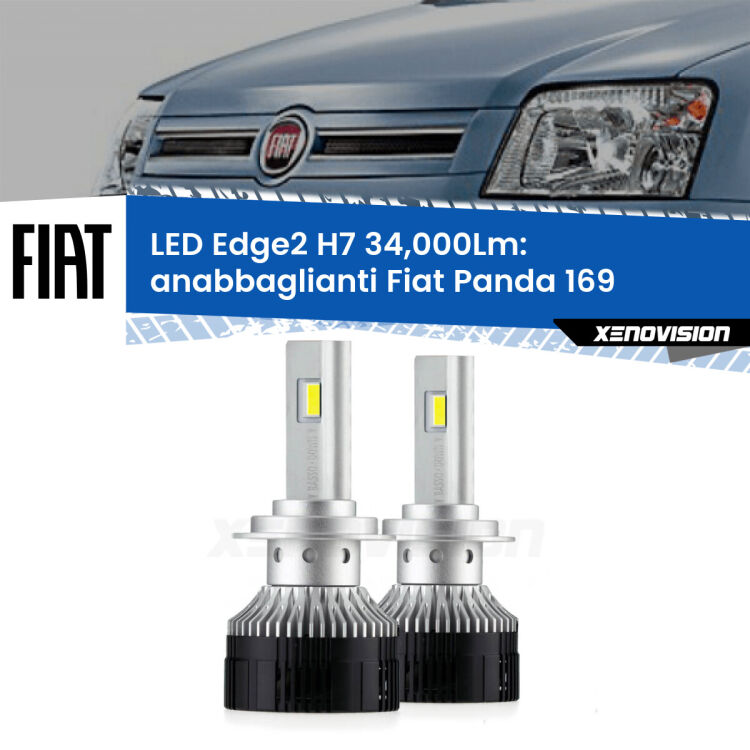 Anabbaglianti LED H7 34,000Lm per Fiat Panda 169 Cross <strong>Kit anabbaglianti LED per Fiat Panda</strong> 169 Cross.</strong>.Coppia lampade <strong>H7</strong> modello Edge v3.0 di Xenovision.