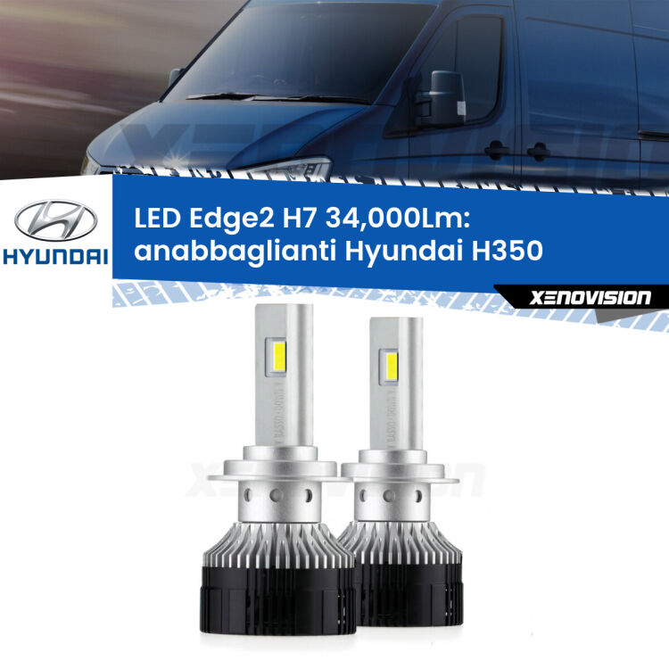 Anabbaglianti LED H7 34,000Lm per Hyundai H350  2015 in poi <strong>Kit anabbaglianti LED per Hyundai H350</strong>  2015 in poi.</strong>.Coppia lampade <strong>H7</strong> modello Edge v3.0 di Xenovision.