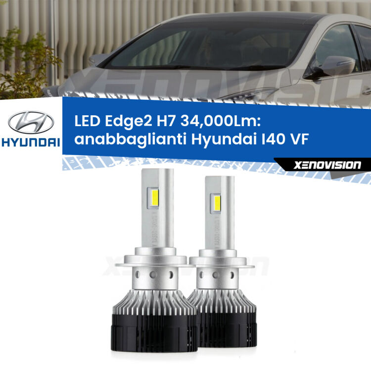 Anabbaglianti LED H7 34,000Lm per Hyundai I40 VF 2012 in poi <strong>Kit anabbaglianti LED per Hyundai I40</strong> VF 2012 in poi.</strong>.Coppia lampade <strong>H7</strong> modello Edge v3.0 di Xenovision.