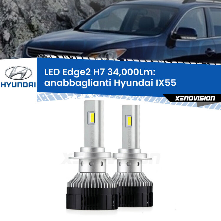 Anabbaglianti LED H7 34,000Lm per Hyundai IX55  2008 - 2012 <strong>Kit anabbaglianti LED per Hyundai IX55</strong>  2008 - 2012.</strong>.Coppia lampade <strong>H7</strong> modello Edge v3.0 di Xenovision.