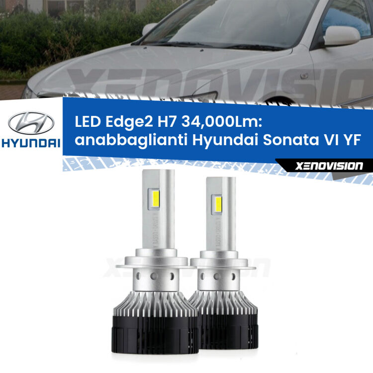 Anabbaglianti LED H7 34,000Lm per Hyundai Sonata VI YF 2009 - 2015 <strong>Kit anabbaglianti LED per Hyundai Sonata VI</strong> YF 2009 - 2015.</strong>.Coppia lampade <strong>H7</strong> modello Edge v3.0 di Xenovision.