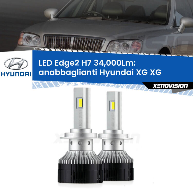Anabbaglianti LED H7 34,000Lm per Hyundai XG XG 1998 - 2005 <strong>Kit anabbaglianti LED per Hyundai XG</strong> XG 1998 - 2005.</strong>.Coppia lampade <strong>H7</strong> modello Edge v3.0 di Xenovision.