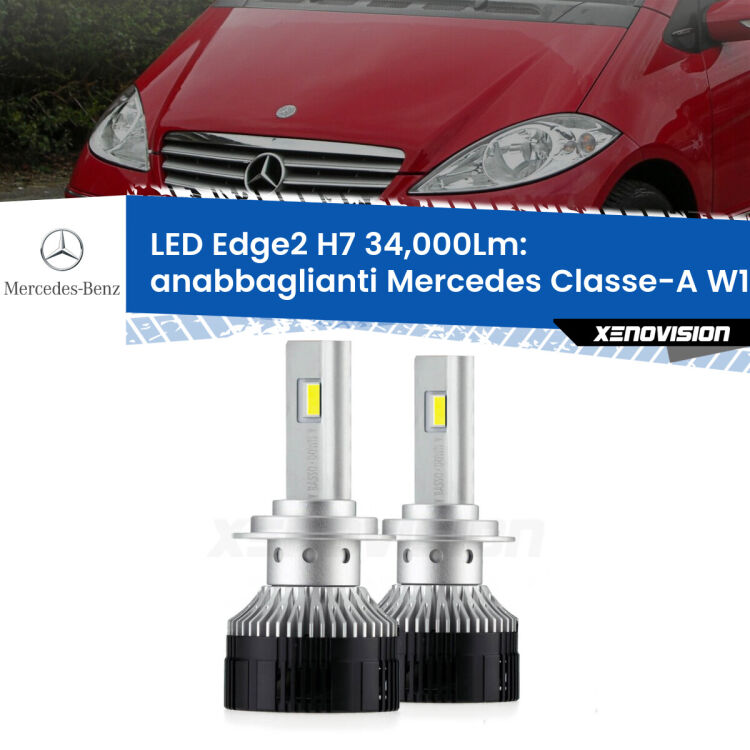 Anabbaglianti LED H7 34,000Lm per Mercedes Classe-A W169 con fari a parabola <strong>Kit anabbaglianti LED per Mercedes Classe-A</strong> W169 con fari a parabola.</strong>.Coppia lampade <strong>H7</strong> modello Edge v3.0 di Xenovision.