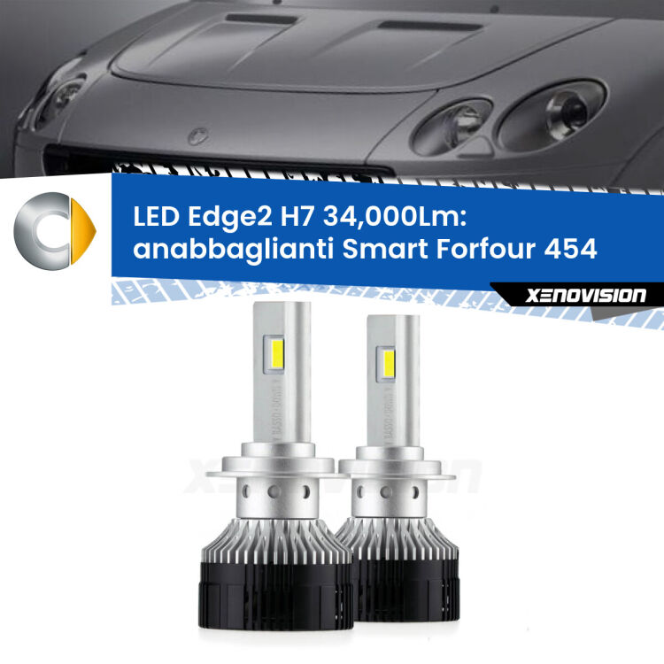 Anabbaglianti LED H7 34,000Lm per Smart Forfour 454 2004 - 2006 <strong>Kit anabbaglianti LED per Smart Forfour</strong> 454 2004 - 2006.</strong>.Coppia lampade <strong>H7</strong> modello Edge v3.0 di Xenovision.
