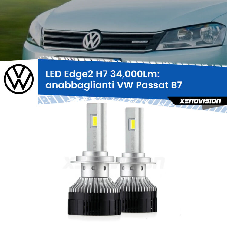 Anabbaglianti LED H7 34,000Lm per VW Passat B7 2010 - 2014 <strong>Kit anabbaglianti LED per VW Passat</strong> B7 2010 - 2014.</strong>.Coppia lampade <strong>H7</strong> modello Edge v3.0 di Xenovision.