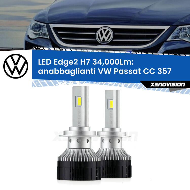 Anabbaglianti LED H7 34,000Lm per VW Passat CC 357 2008 - 2012 <strong>Kit anabbaglianti LED per VW Passat CC</strong> 357 2008 - 2012.</strong>.Coppia lampade <strong>H7</strong> modello Edge v3.0 di Xenovision.