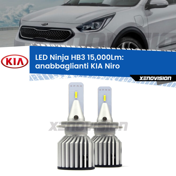 <strong>Kit anabbaglianti LED specifico per KIA Niro</strong>  fari lenticolari. Lampade <strong>HB3</strong> Canbus da 15.000Lumen di luminosità modello Eagle Xenovision.