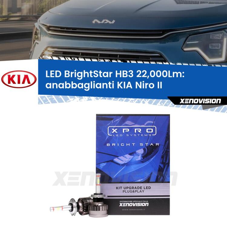 <strong>Kit LED anabbaglianti per KIA Niro</strong> II fari lenticolari. </strong>Due lampade Canbus HB3 Brightstar da 22,000 Lumen. Qualità Massima.