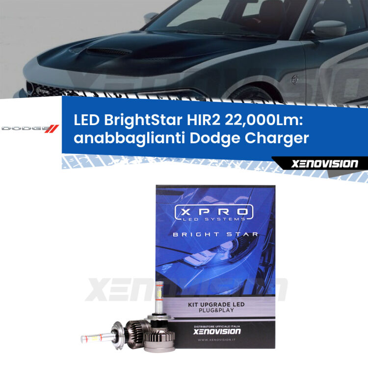 <strong>Kit LED anabbaglianti per Dodge Charger</strong>  restyling. </strong>Due lampade Canbus HIR2 Brightstar da 22,000 Lumen. Qualità Massima.