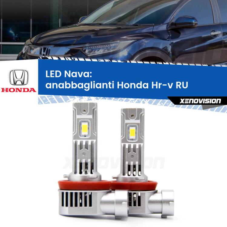 Anabbaglianti LED Honda Hr-v RU a parabola doppia: Nava 20,000Lm <strong>Anabbaglianti LED no-spie per Honda Hr-v</strong> RU a parabola doppia. Coppia lampade <strong>H11</strong>/H9/H8/H16(JP) modello Nava canbus, raffreddate a ventola.