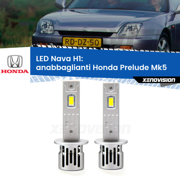0 Anabbaglianti LED Honda Prelude Mk5 1996 - 2000: H1 Nava <strong>Anabbaglianti LED no-spie per Honda Prelude</strong> Mk5 1996 - 2000. Coppia lampade <strong> H1</strong> modello Nava canbus, raffreddate a ventola.