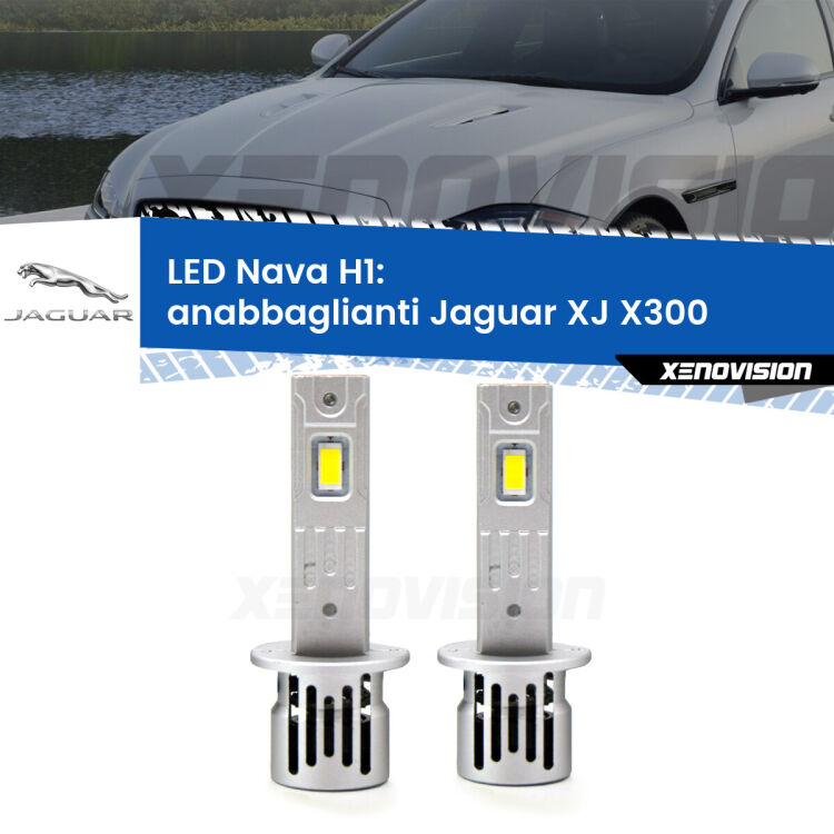 0 Anabbaglianti LED Jaguar XJ X300 1994 - 1997: H1 Nava <strong>Anabbaglianti LED no-spie per Jaguar XJ</strong> X300 1994 - 1997. Coppia lampade <strong> H1</strong> modello Nava canbus, raffreddate a ventola.