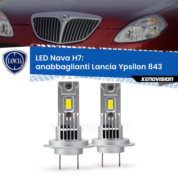 0 Anabbaglianti LED Lancia Ypsilon 843 2003 - 2011: H7 Nava <strong>Anabbaglianti LED no-spie per Lancia Ypsilon</strong> 843 2003 - 2011. Coppia lampade <strong>H7</strong> modello Nava canbus, raffreddate a ventola.