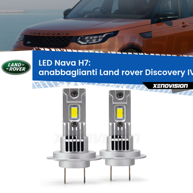 Anabbaglianti LED Land rover Discovery IV L319 fari a parabola: H7 Nava <strong>Anabbaglianti LED no-spie per Land rover Discovery IV</strong> L319 fari a parabola. Coppia lampade <strong>H7</strong> modello Nava canbus, raffreddate a ventola.