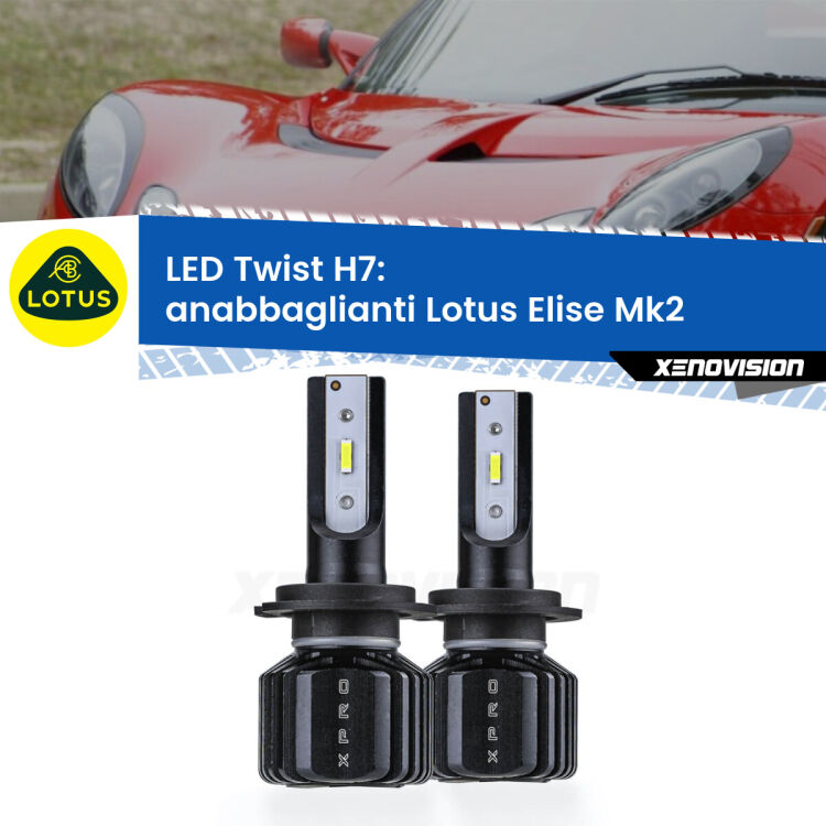 <strong>Kit anabbaglianti LED</strong> H7 per <strong>Lotus Elise</strong> Mk2 2000 - 2009. Compatte, impermeabili, senza ventola: praticamente indistruttibili. Top Quality.