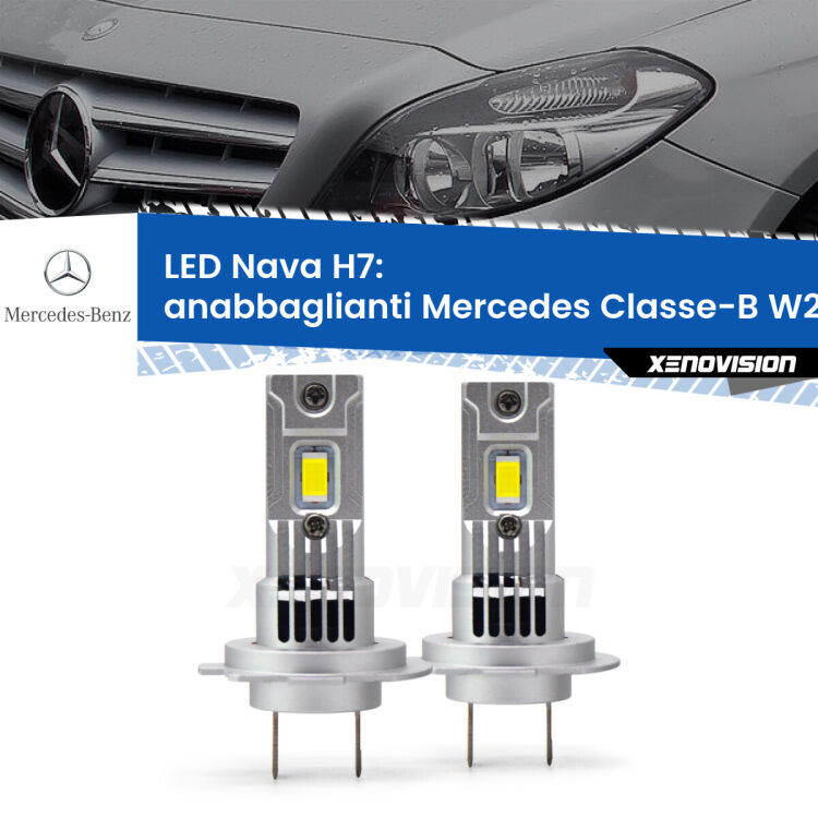 0 Anabbaglianti LED Mercedes Classe-B W245 Restyling: H7 Nava <strong>Anabbaglianti LED no-spie per Mercedes Classe-B</strong> W245 Restyling. Coppia lampade <strong>H7</strong> modello Nava canbus, raffreddate a ventola.