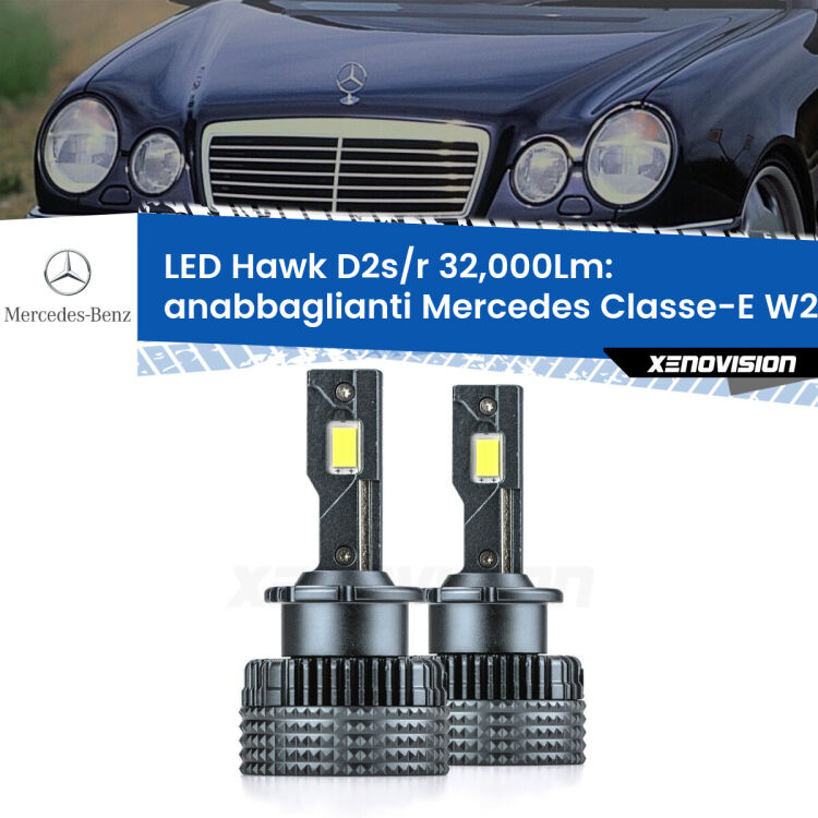 Anabbaglianti LED Mercedes Classe-E W210 1995 - 2002 - D2S/R 32,000Lm <strong>Kit anabbaglianti LED specifico per Mercedes Classe-E</strong> W210 1995 - 2002. Lampade <strong>D2S/D2R</strong> Canbus da 32.000Lumen di luminosità modello Hawk Xenovision.