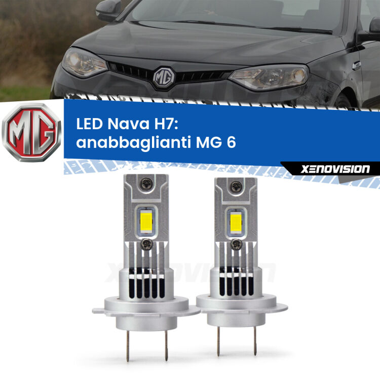0 Anabbaglianti LED MG 6  2010 in poi: H7 Nava <strong>Anabbaglianti LED no-spie per MG 6</strong>  2010 in poi. Coppia lampade <strong>H7</strong> modello Nava canbus, raffreddate a ventola.
