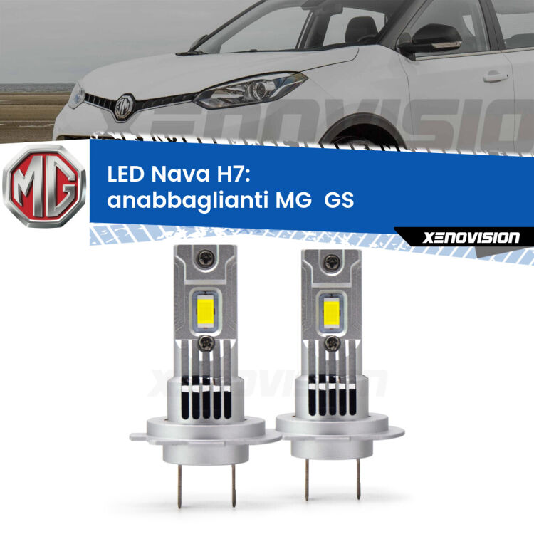 Anabbaglianti LED MG  GS  2016 - 2019: H7 Nava <strong>Anabbaglianti LED no-spie per MG  GS</strong>  2016 - 2019. Coppia lampade <strong>H7</strong> modello Nava canbus, raffreddate a ventola.