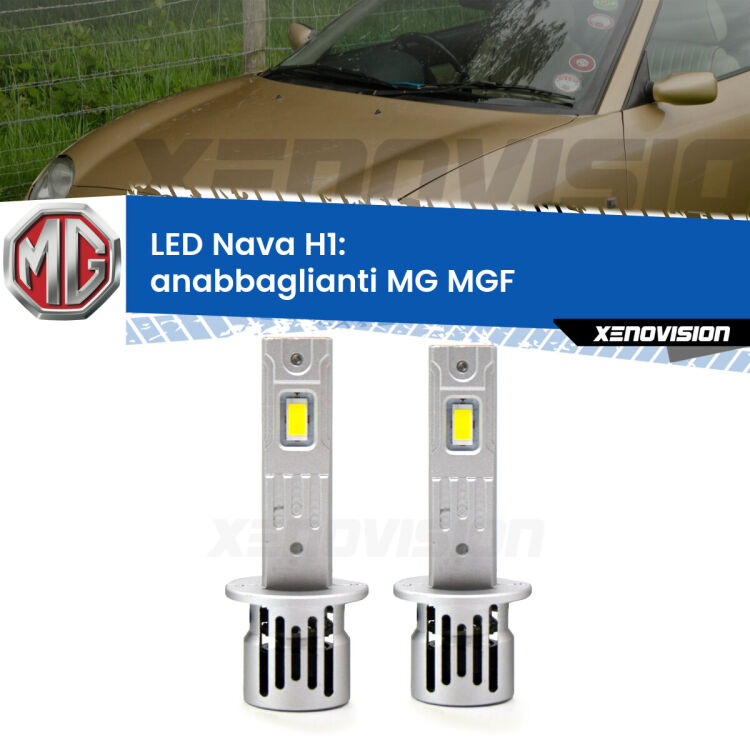 0 Anabbaglianti LED MG MGF  1995 - 2002: H1 Nava <strong>Anabbaglianti LED no-spie per MG MGF</strong>  1995 - 2002. Coppia lampade <strong> H1</strong> modello Nava canbus, raffreddate a ventola.