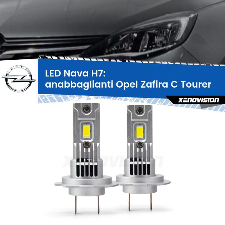 Anabbaglianti LED Opel Zafira C Tourer  2017 - 2019: H7 Nava <strong>Anabbaglianti LED no-spie per Opel Zafira C Tourer</strong>  2017 - 2019. Coppia lampade <strong>H7</strong> modello Nava canbus, raffreddate a ventola.