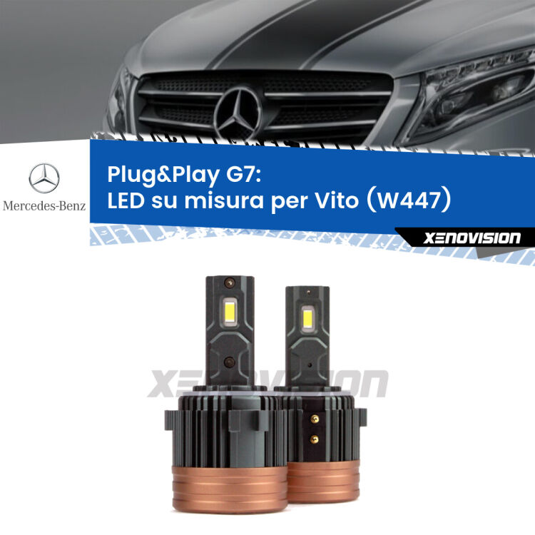 0 Anabbaglianti LED Plug&Play 24.000Lm per Mercedes Vito W447 2014 in poi <strong>Kit Anabbaglianti Mercedes Vito </strong><strong><strong>(W447)</strong></strong>: domina la strada, senza rivali. Il kit Led <strong>#1 in Luminosità</strong> sul mercato. Qualità Massima. Include due lampade LED Plug&Play sagomate su misura.
