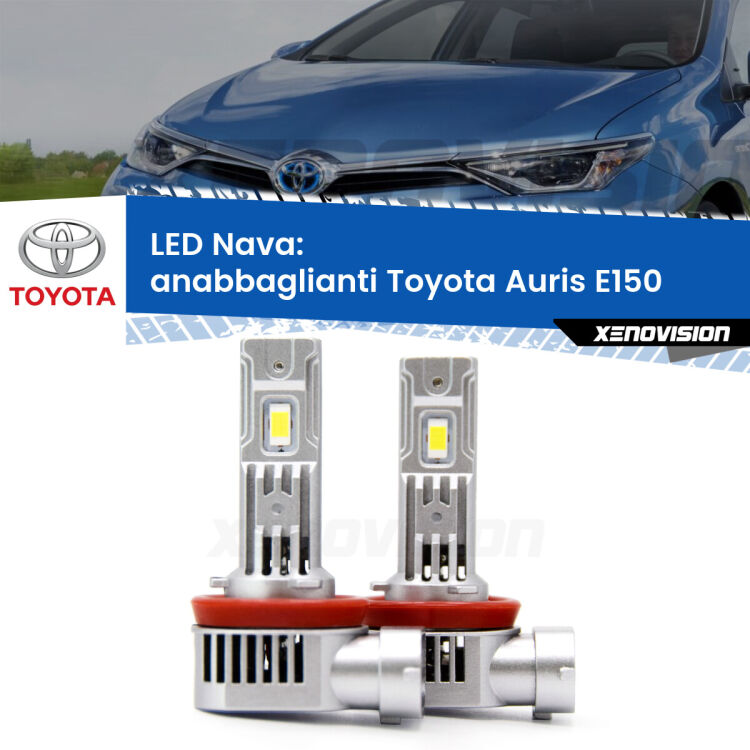 0 Anabbaglianti LED Toyota Auris E150 2006 - 2012: Nava 20,000Lm <strong>Anabbaglianti LED no-spie per Toyota Auris</strong> E150 2006 - 2012. Coppia lampade <strong>H11</strong>/H9/H8/H16(JP) modello Nava canbus, raffreddate a ventola.