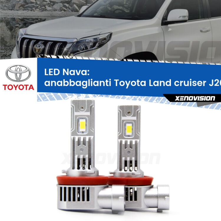 Anabbaglianti LED Toyota Land cruiser J200 2007 in poi: Nava 20,000Lm <strong>Anabbaglianti LED no-spie per Toyota Land cruiser</strong> J200 2007 in poi. Coppia lampade <strong>H11</strong>/H9/H8/H16(JP) modello Nava canbus, raffreddate a ventola.