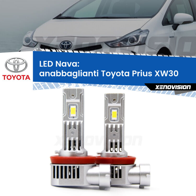 0 Anabbaglianti LED Toyota Prius XW30 2008 - 2014: Nava 20,000Lm <strong>Anabbaglianti LED no-spie per Toyota Prius</strong> XW30 2008 - 2014. Coppia lampade <strong>H11</strong>/H9/H8/H16(JP) modello Nava canbus, raffreddate a ventola.