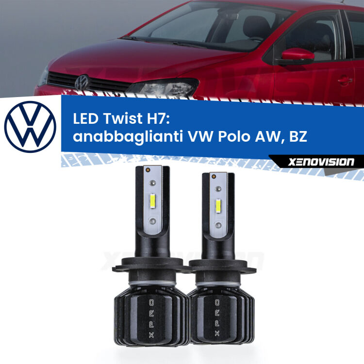 <strong>Kit anabbaglianti LED</strong> H7 per <strong>VW Polo</strong> AW, BZ 2017 in poi. Compatte, impermeabili, senza ventola: praticamente indistruttibili. Top Quality.