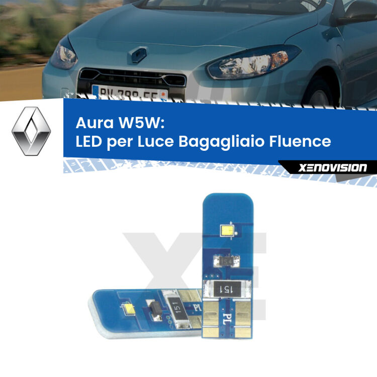0 Aura W5W: LED per Luce Bagagliaio Fluence 2010 -2015 FINE SERIE: NO GARANZIA