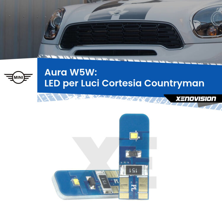 Aura W5W: LED per Luci Cortesia Countryman (R60) 2010 -2016 FINE SERIE: NO GARANZIA