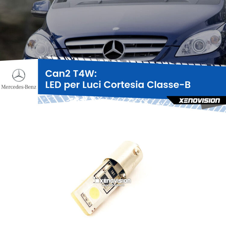 0 Can2 T4W: LED per Luci Cortesia Classe-B (W245) 2005 -2011 <p><span style="color: #626262;">2.0x volte più luce. LED Heavy Duty: indistruttibile. LED ideale per</span><span style="color: #626262;"> </span><span style="color: #626262;">luci cortesia </span><span style="color: #626262;">Mercedes Classe-B.</span></p>