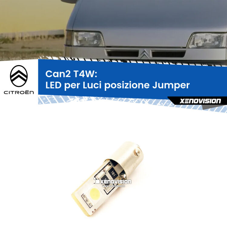 0 Can2 T4W: LED per Luci posizione Jumper  1994 -2006 <p><span style="color: #626262;">2.0x volte più luce. LED Heavy Duty: indistruttibile. LED ideale per</span><span style="color: #626262;"> </span><span style="color: #626262;">luci posizione </span><span style="color: #626262;">Citroën Jumper.</span></p>