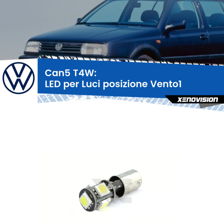 <strong>luci posizione LED per VW Vento1</strong>  a parabola singola. Lampadina <strong>Ba9s</strong> Canbus compatta da Xenovision.