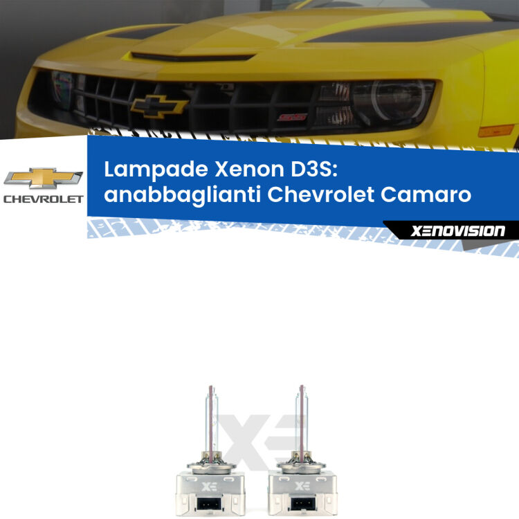 Le lampade Xenon di ricambio D3S Xenovision XT erogano più Lumen, durano di più e proiettano più lontano sui tuoi fari anabbaglianti Chevrolet Camaro  2011 - 2015